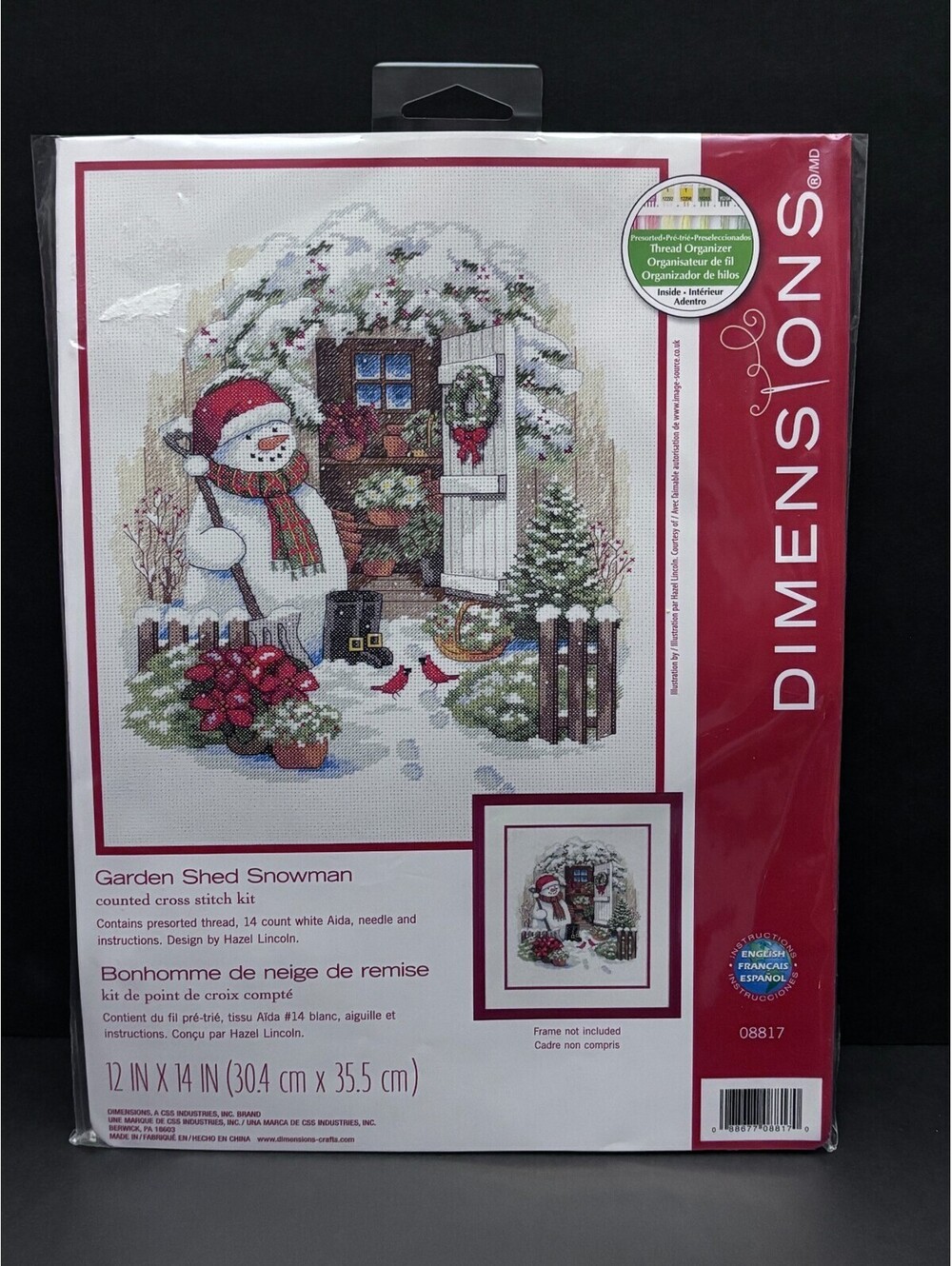 New Dimensions "Garden Shed Snowman" Counted Cross Stitch Kit # 08817 Aida 14